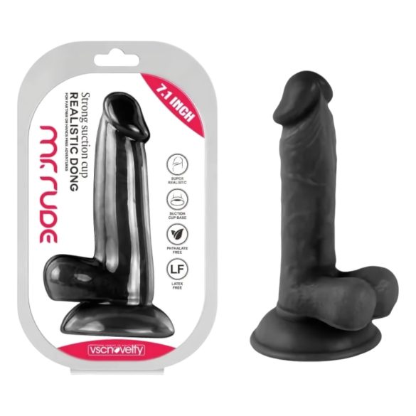 Mr. Rude - gode ceinture ventouse réaliste avec testicules - 17cm - noir