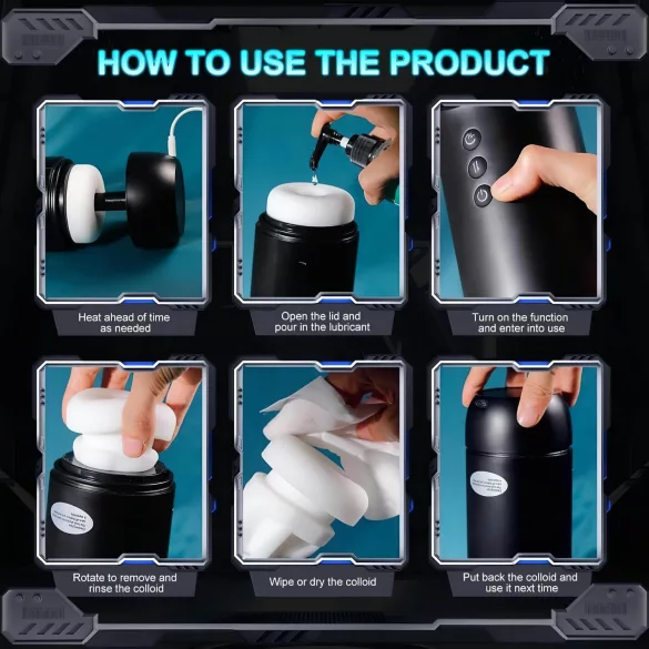 Leopard - masturbateur va-et-vient vibrant et aspirant - noir