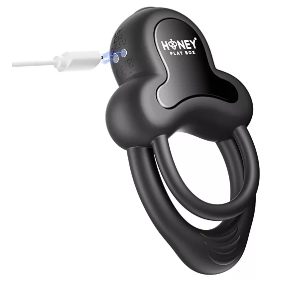 Honey Play Box Anello - anneau pénien vibrant connecté - silicone noir