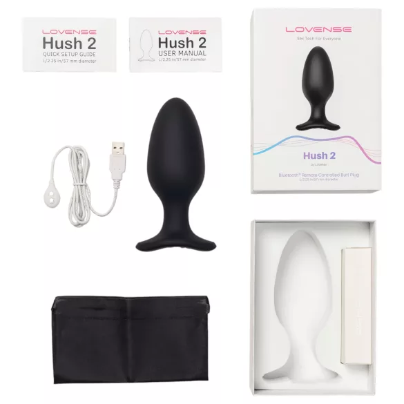 LOVENSE Hush 2 L - petit vibromasseur anal rechargeable (57 mm) - noir