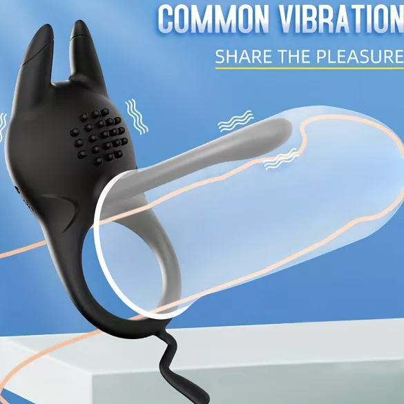 AlvUp - anneau pénien vibrant stimulateur clitoridien - silicone noir