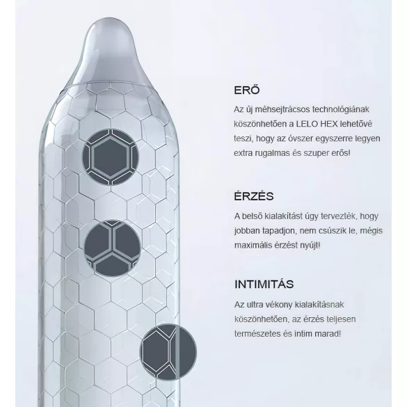 LELO Hex Original - préservatif fin et résistant - 3 pièces