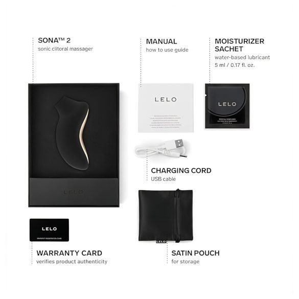 LELO Sona 2 - stimulateur clitoridien à ondes sonores (noir)