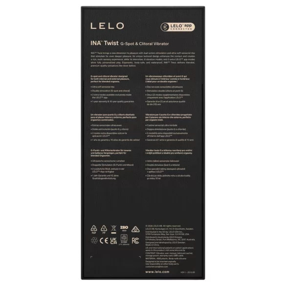 LELO INA Twist - vibromasseur pour point G avec bras clitoridien, contrôlé par application (violet)