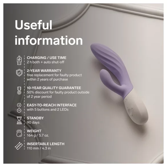 LELO INA Twist - vibromasseur pour point G avec bras clitoridien, contrôlé par application (violet)