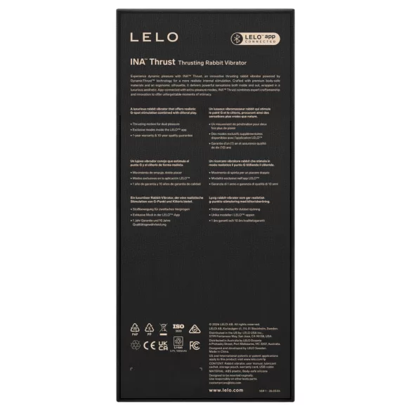 LELO - INA Thrust, gode rabbit à va-et-vient (noir)