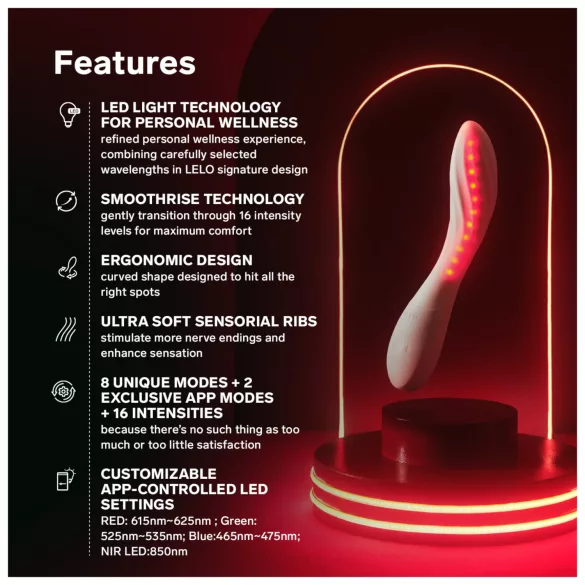 LELO Mona Spectra - vibromasseur intelligent pour point G avec lumière LED (blanc)