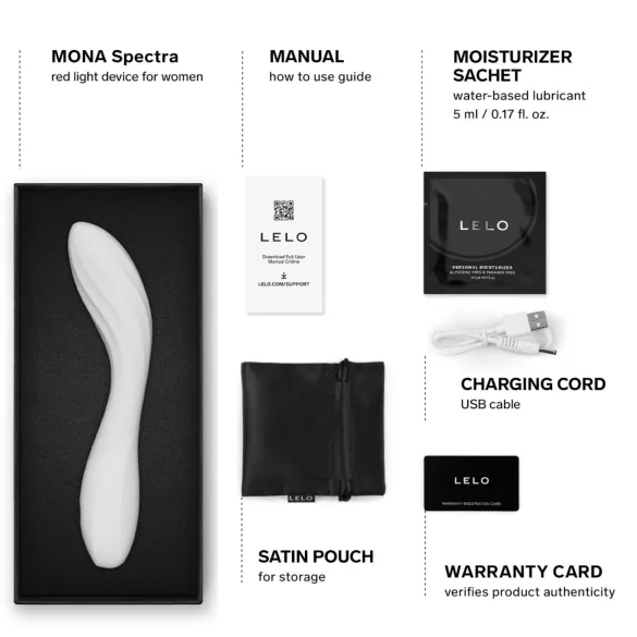 LELO Mona Spectra - vibromasseur intelligent pour point G avec lumière LED (blanc)
