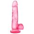 Doux et Dur 4 - Dildo ventouse avec testicules (rose)