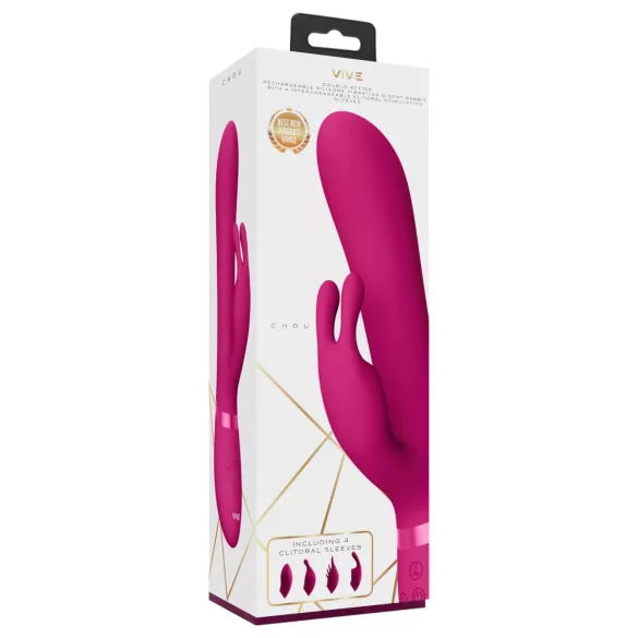 Vive Chou - vibromasseur clitoridien à tête interchangeable rechargeable - rose