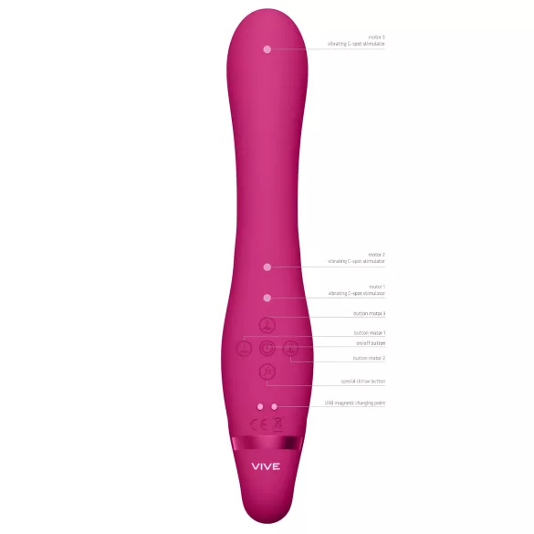 Vive Suki - gode ceinture vibrant sans harnais - rose