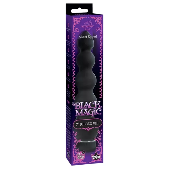 Doc Johnson - Black Magic 7 - vibromasseur anal rigide à 5 perles (noir)