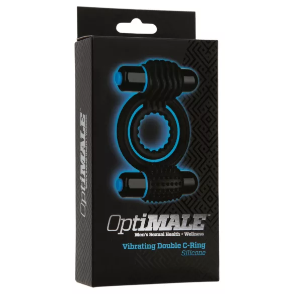 Doc Johnson Optimale - double anneau pénien vibrant (noir)