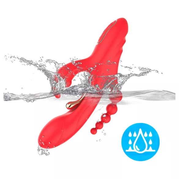 Bestoy - vibromasseur triple avec langue - silicone rouge
