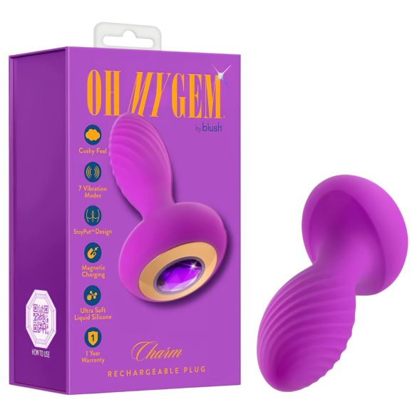 Oh My Gem – Plug anal vibrant avec pierre précieuse (violet)