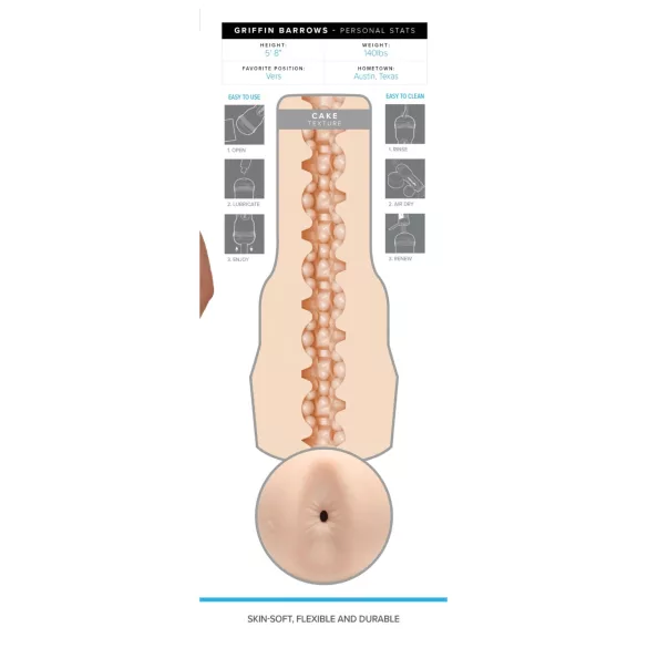 Fleshjack Griffin Barrows - masturbateur anal réaliste - couleur chair