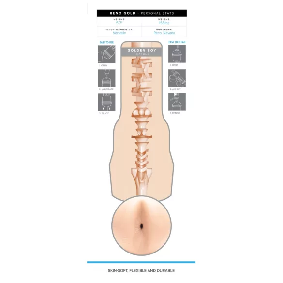 Fleshjack Reno Gold - masturbateur réaliste anus - matière naturelle