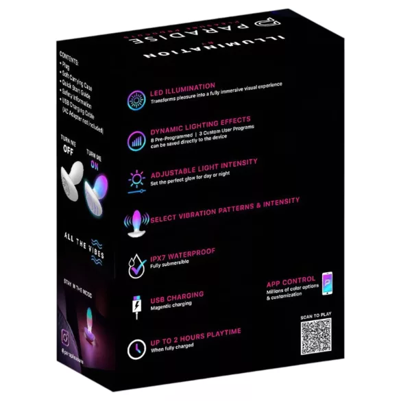 Paradise Illumination - plug anal vibrant lumineux (blanc)
