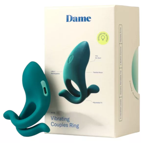Dame Hug - anneau pénien vibrant réglable (vert)