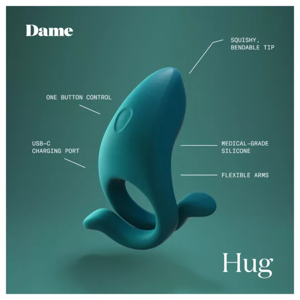 Dame Hug - anneau pénien vibrant réglable (vert)