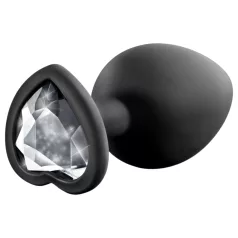   Temptasia - plug anal cœur pierre argentée - silicone noir taille M