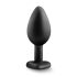 Plug anal noir cœur argenté - medium