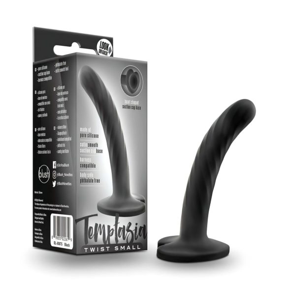 Temptasia Twist Small - Dildo noir à ventouse, design torsadé