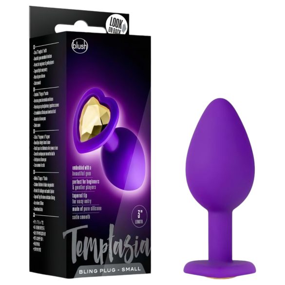 Temptasia S - petit plug anal avec pierre dorée et cœur (violet)
