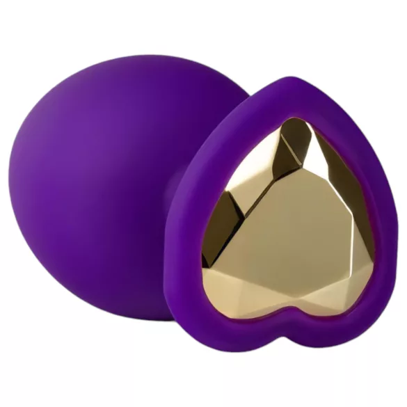 Temptasia S - plug anal violet, petit, en forme de cœur avec pierre dorée