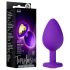 Temptasia M - plug anal cœur orné de pierre - silicone violet - taille moyenne