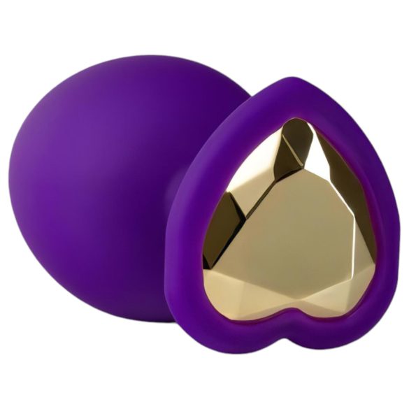 Temptasia M - plug anal cœur orné de pierre - silicone violet - taille moyenne