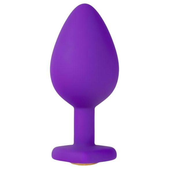 Temptasia M - plug anal cœur orné de pierre - silicone violet - taille moyenne