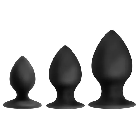 Anal Adventures Platinum Stout - set de plugs anaux - 3 pièces noir