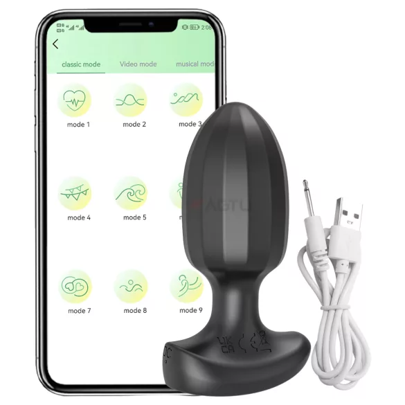 AlvUp - Vibromasseur anal contrôlé par application (noir)