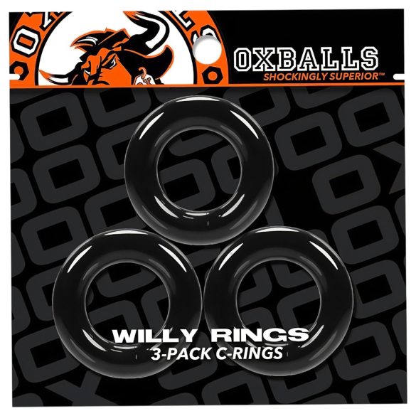 OXBALLS - set de 3 cockrings - silicone - noir
