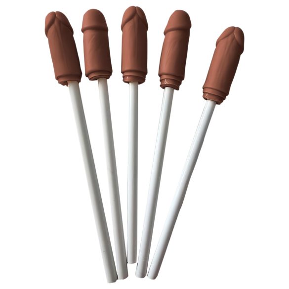 Diverty - Crayons avec embout pénis (marron) - 5 pcs