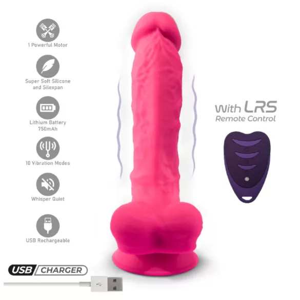 Silexd - vibromasseur avec ventouse et testicules - télécommande - rose