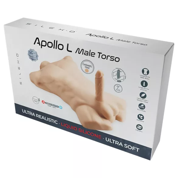Silexd Apollo - masturbateur torse d’homme réaliste - silicone marron foncé
