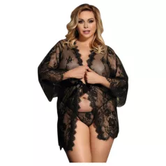   Subblime Queen Plus - peignoir dentelle ensemble - noir XL-2XL
