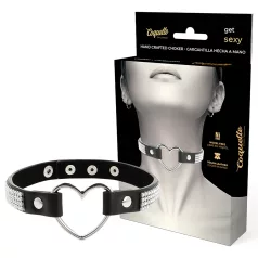 Coquette - collier ras de cou strass cœur - noir