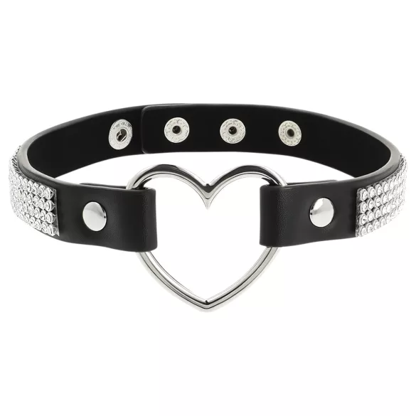 Coquette - collier ras de cou strass cœur - noir