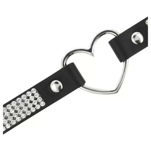 Coquette - collier ras de cou strass cœur - noir