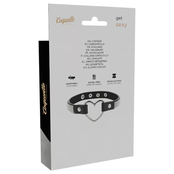 Coquette - collier ras de cou strass cœur - noir