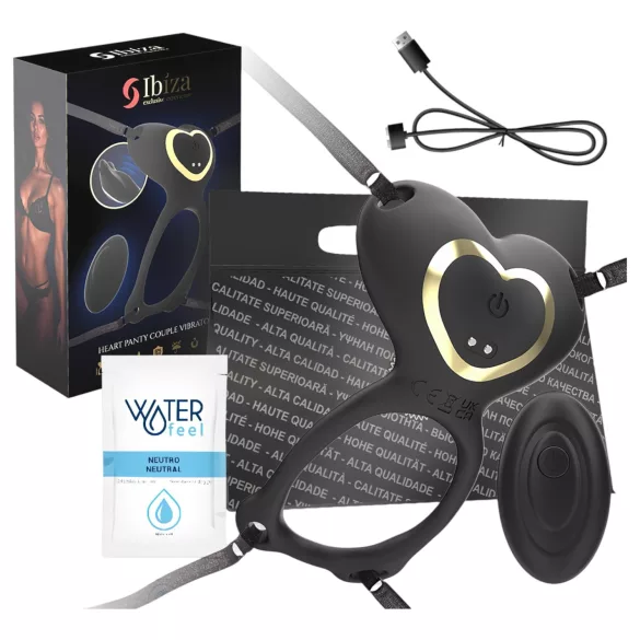 IBIZA - gode ceinture vibrant stimulateur clitoridien - silicone noir