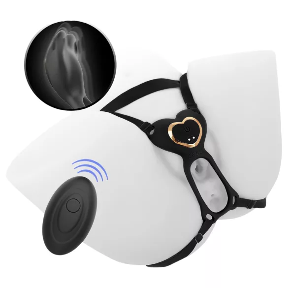 IBIZA - gode ceinture vibrant stimulateur clitoridien - silicone noir