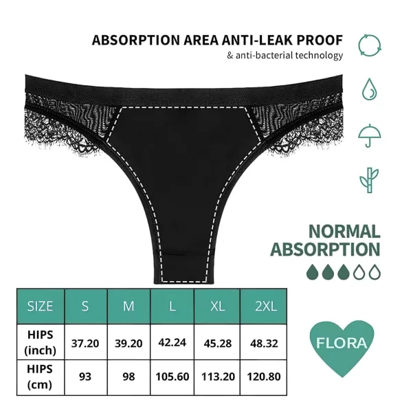 Adalet Flora Normal - culotte menstruelle absorbante - noir - M