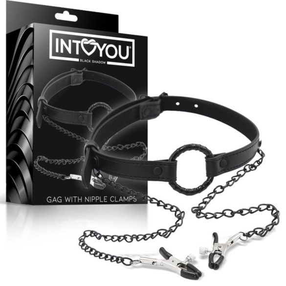 INTOYOU - bâillon avec pinces à tétons (noir)