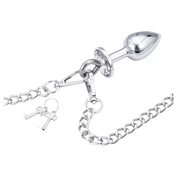 LateToBed - menottes avec plug anal - métal argenté