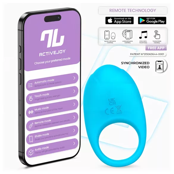 INTOYOU Ringo - anneau pénien vibrant intelligent avec application (bleu)