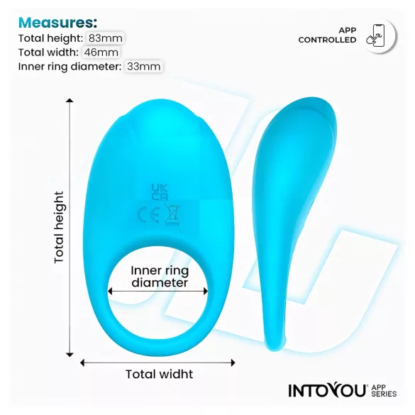 INTOYOU Ringo - anneau pénien vibrant intelligent avec application (bleu)